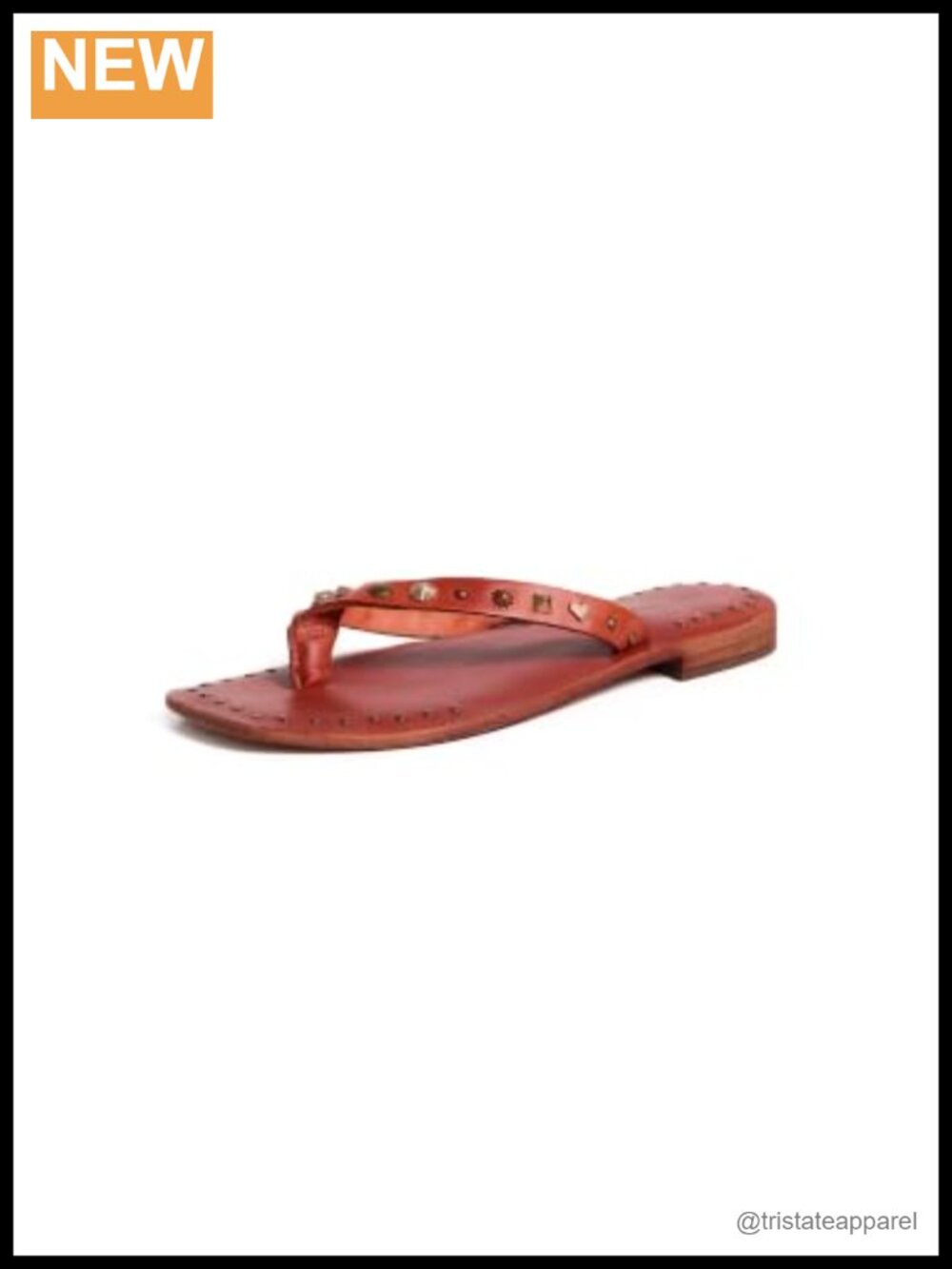 Free People Tide Leather Thong Flip Flops Studded Block Heel Sandals